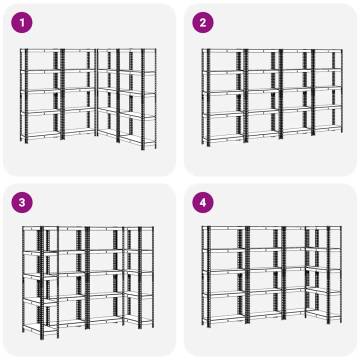 5-Layer Storage Shelves - Anthracite Steel & Wood - 4 pcs