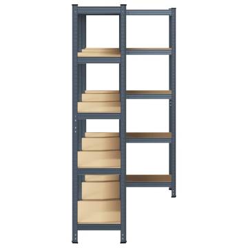 5-Layer Storage Shelves 3 pcs - Anthracite Steel & Wood