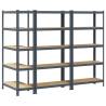 5-Layer Storage Shelves 3 pcs - Anthracite Steel & Wood