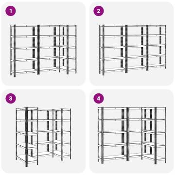 5-Layer Storage Shelves 3 pcs - Anthracite Steel & Wood