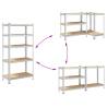 5-Layer Heavy-Duty Shelves - 2 pcs Silver Steel & Wood