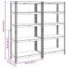 5-Layer Heavy-Duty Shelves - 2 pcs Silver Steel & Wood