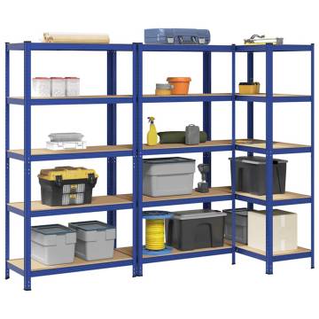 5-Layer Storage Shelves - Durable Blue Steel & Wood | HipoMarket