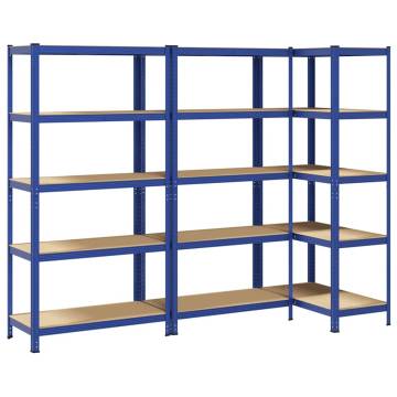 5-Layer Storage Shelves - Durable Blue Steel & Wood | HipoMarket