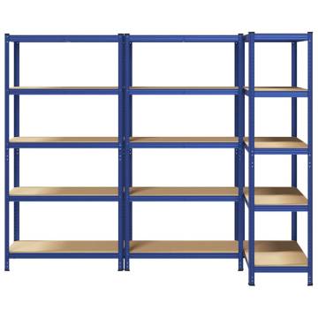 5-Layer Storage Shelves - Durable Blue Steel & Wood | HipoMarket