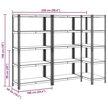 5-Layer Storage Shelves - Durable Blue Steel & Wood | HipoMarket