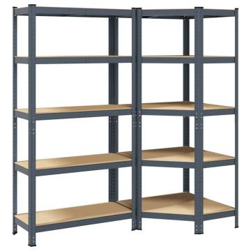 2 Piece 5-Layer Shelves Set | Anthracite Steel & Engineered Wood