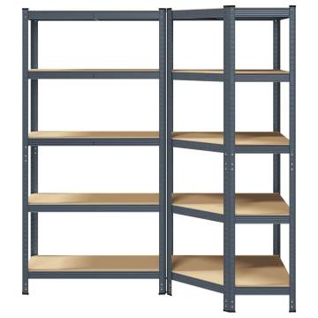 2 Piece 5-Layer Shelves Set | Anthracite Steel & Engineered Wood