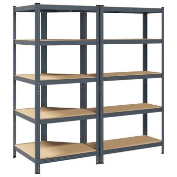 2 Piece 5-Layer Shelves Set | Anthracite Steel & Engineered Wood