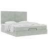 Light Grey Ottoman Bed with Mattresses | 160x200cm Velvet