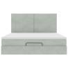 Light Grey Ottoman Bed with Mattresses | 160x200cm Velvet