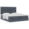 Elegant Dark Grey Ottoman Bed with Mattresses - 180x200cm Velvet