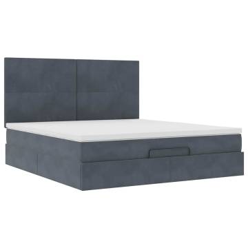 Elegant Dark Grey Ottoman Bed with Mattresses - 180x200cm Velvet