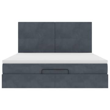 Elegant Dark Grey Ottoman Bed with Mattresses - 180x200cm Velvet