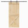 Solid Wood Pine Sliding Door with Hardware Set - 95x210 cm