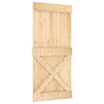 Solid Wood Pine Sliding Door with Hardware Set - 95x210 cm