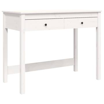 Elegant White Desk with Drawers - Solid Pine 100x50x78 cm