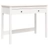 Elegant White Desk with Drawers - Solid Pine 100x50x78 cm