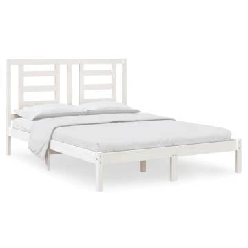 White Solid Wood Pine Bed Frame 140x200 cm | Hipomarket