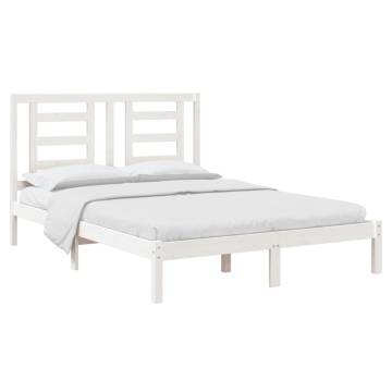 White Solid Wood Pine Bed Frame 140x200 cm | Hipomarket