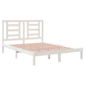 White Solid Wood Pine Bed Frame 140x200 cm | Hipomarket