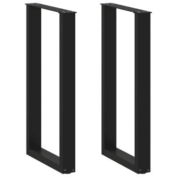 U-Shaped Coffee Table Legs - 50x(90-91) cm - Black Steel