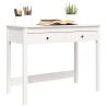 Elegant White Desk with Drawers - Solid Pine 100x50x78 cm