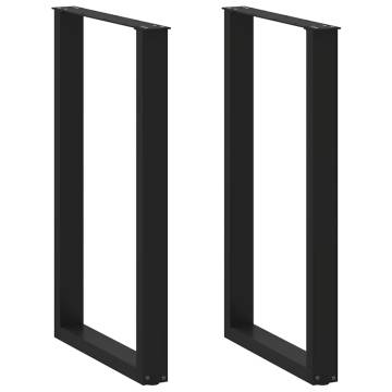 U-Shaped Coffee Table Legs - Black Steel (60x100-101 cm)