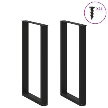 U-Shaped Coffee Table Legs - Black Steel (60x100-101 cm)