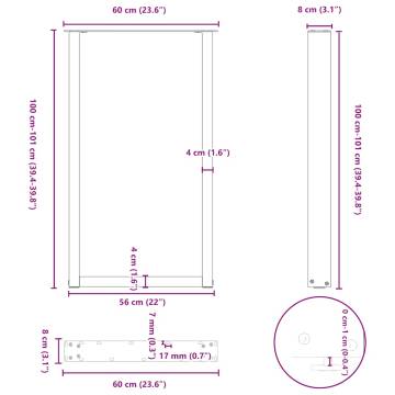 U-Shaped Coffee Table Legs - Black Steel (60x100-101 cm)