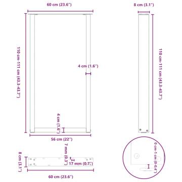 Coffee Table Legs U-Shaped - Black Steel - 60x(110-111)cm