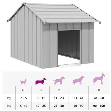 Durable Galvanised Steel Dog House with Roof - 83x130x85 cm