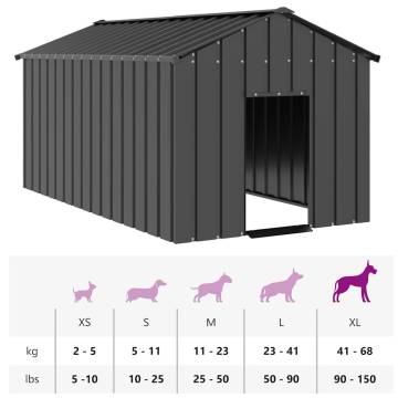 Durable Galvanised Steel Dog House with Roof - 114x202x101 cm