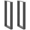 U-Shaped Coffee Table Legs - Anthracite Steel, 50x(90-91) cm