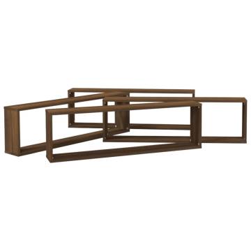 Wall Cube Shelves - 4 pcs Brown Oak | HipoMarket