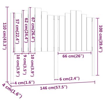 Stylish White Bed Headboard - Solid Pine Wood 146x4x110 cm