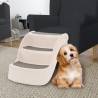 Folding 3-Step Dog Stairs - Cream, Easy Access for Pets