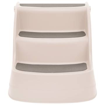 Folding 3-Step Dog Stairs - Cream, Easy Access for Pets