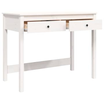 Elegant White Desk with Drawers - Solid Pine 100x50x78 cm