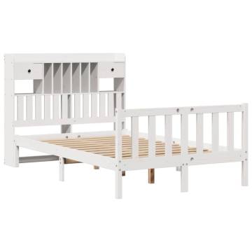 Bookcase Bed 120x190 cm - White Solid Pine | Hipo Market