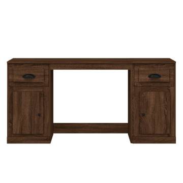 Elegant Brown Oak Desk with Cabinet | Hipo Market