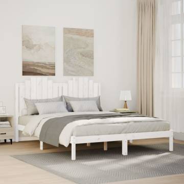 Extra Long White Bed Frame 140x220 cm - Solid Wood Design