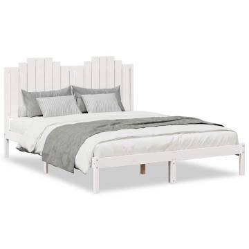 Extra Long White Bed Frame 140x220 cm - Solid Wood Design