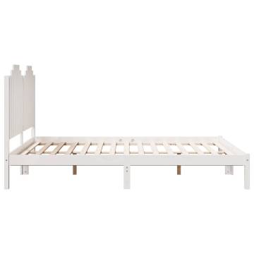 Extra Long White Bed Frame 140x220 cm - Solid Wood Design