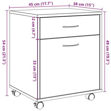 Rolling Cabinet Old Wood - 45x38x54 cm | Stylish Storage Solution