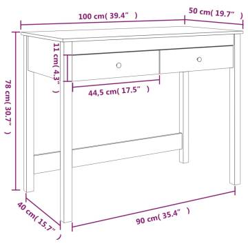 Elegant White Desk with Drawers - Solid Pine 100x50x78 cm