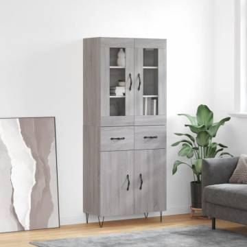 Stylish Highboard Grey Sonoma | 69.5x34x180 cm | Hipo Market