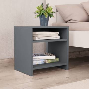 Elegant Grey Bedside Cabinet - 40x30x40 cm Engineered Wood