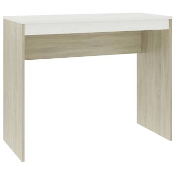 Sleek White & Sonoma Oak Desk - 90x40x72 cm - HipoMarket