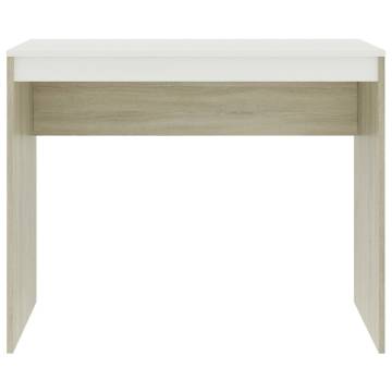 Sleek White & Sonoma Oak Desk - 90x40x72 cm - HipoMarket